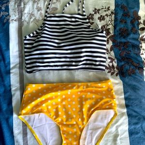 Multi-color Retro High-Waisted Bikini